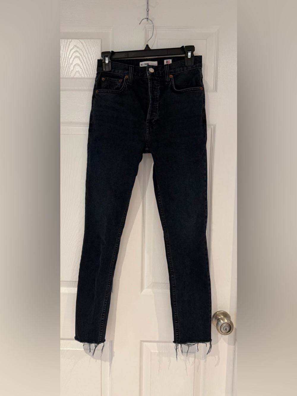 RE/DONE Originals 2018 High Rise Ankle Crop Stretch‎ Jeans Worn Black Size 25